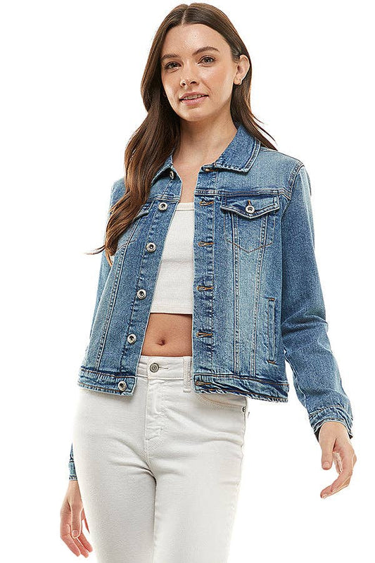 Spandex  Ladies  Casual Denim Jacket: Small-Medium-Large-XLarge(1 Pack/ 6 Jackets) / JK4040 / MEDIUM