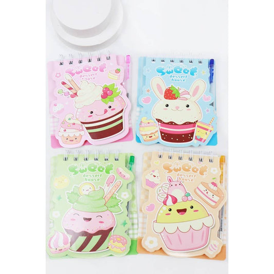 Cup Cake Print Notebook with Pen: MIX COLOR / ONE