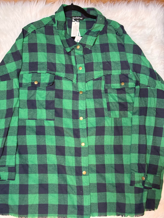 D&D-Green Plaid Button Up