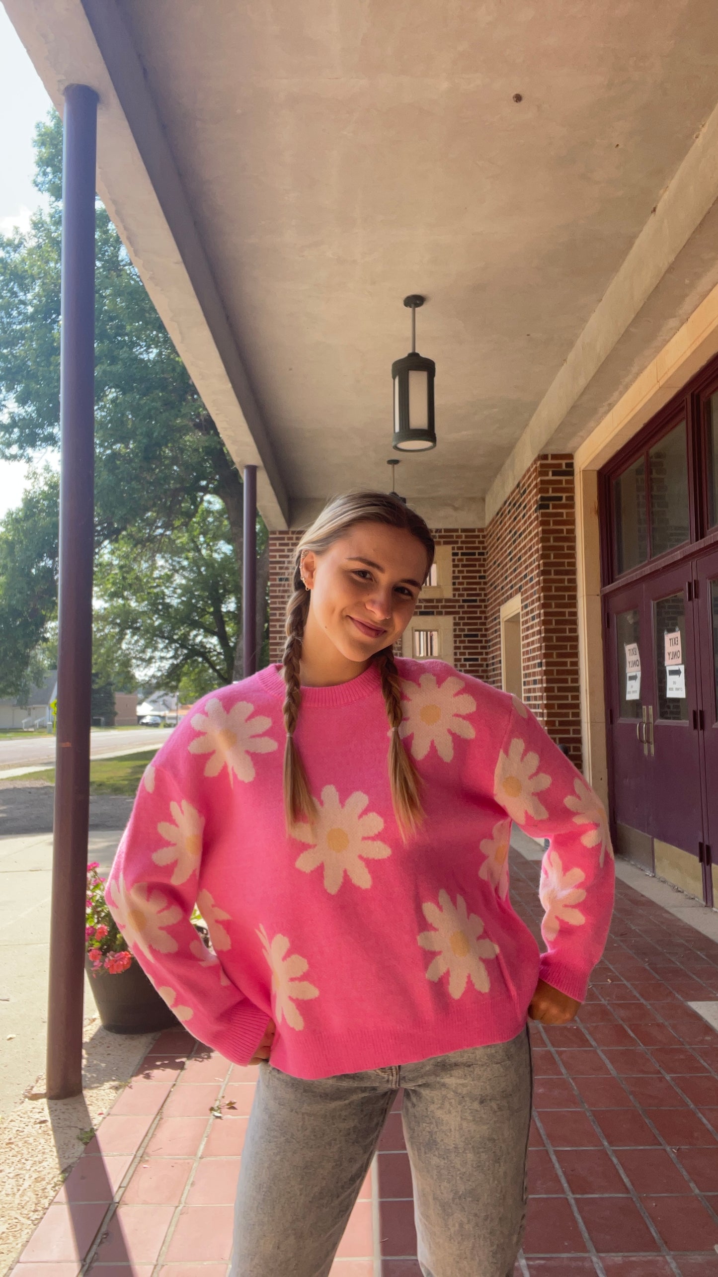 HYFVE- flower pink sweater