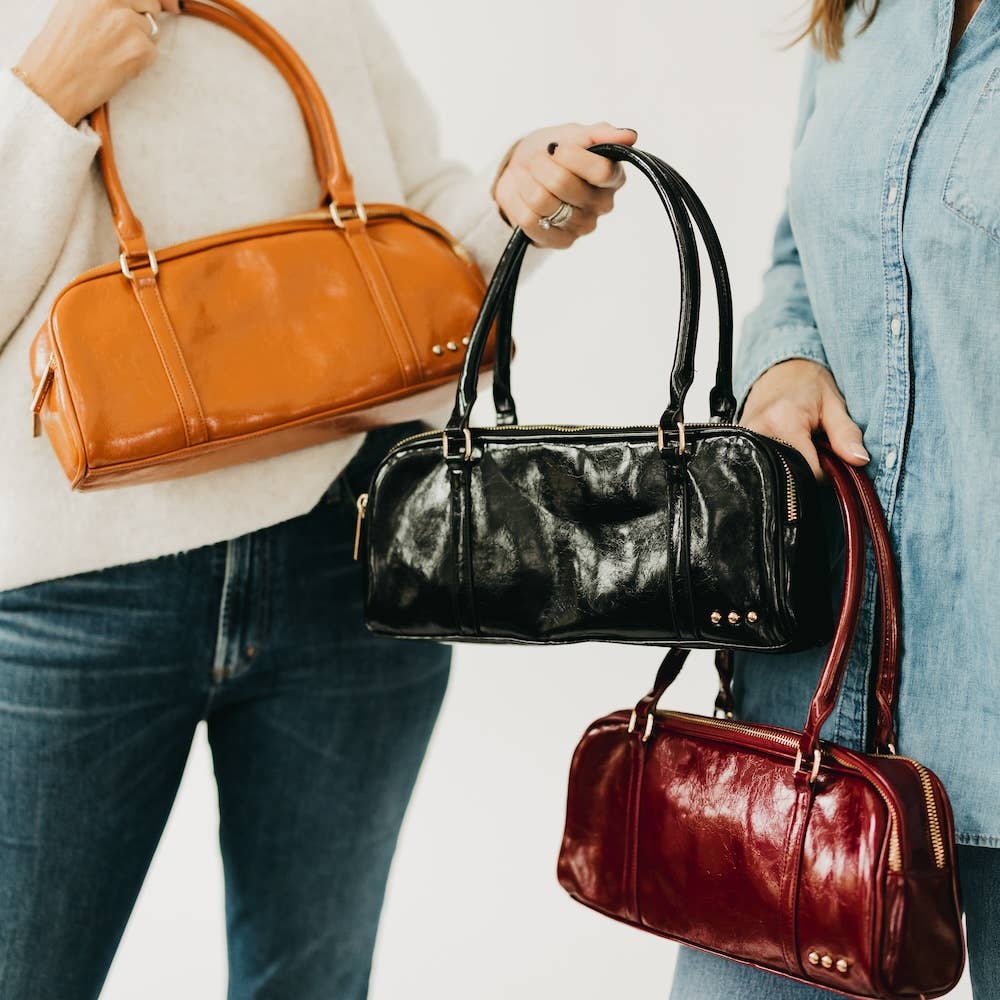 Arlys Barrel Shoulder Bag: Burgundy