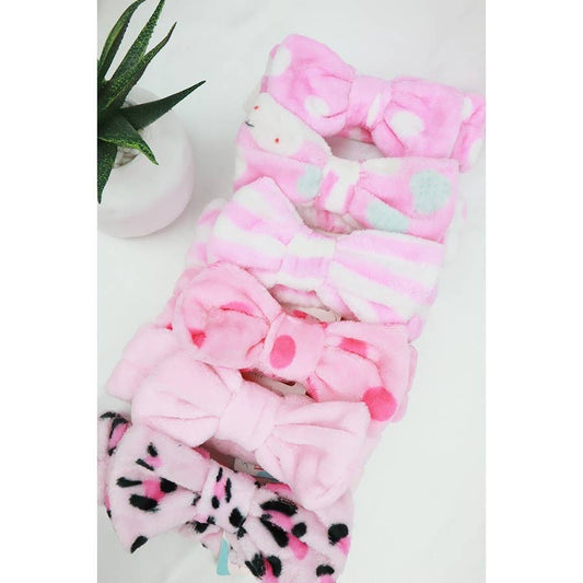 Assorted Print Beauty Spa Bow Headband: MIX COLOR / ONE