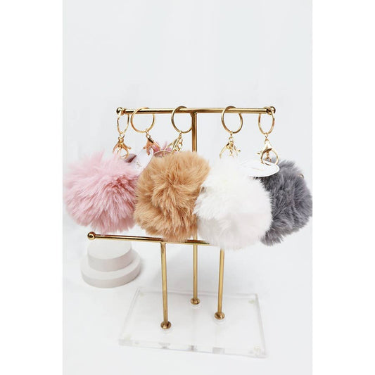 Mauve Tone Fur Pom Pom Keychain: MIX COLOR / ONE