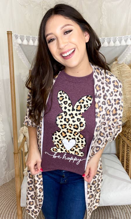 Be Hoppy Leopard Bunny T-Shirt: YS
