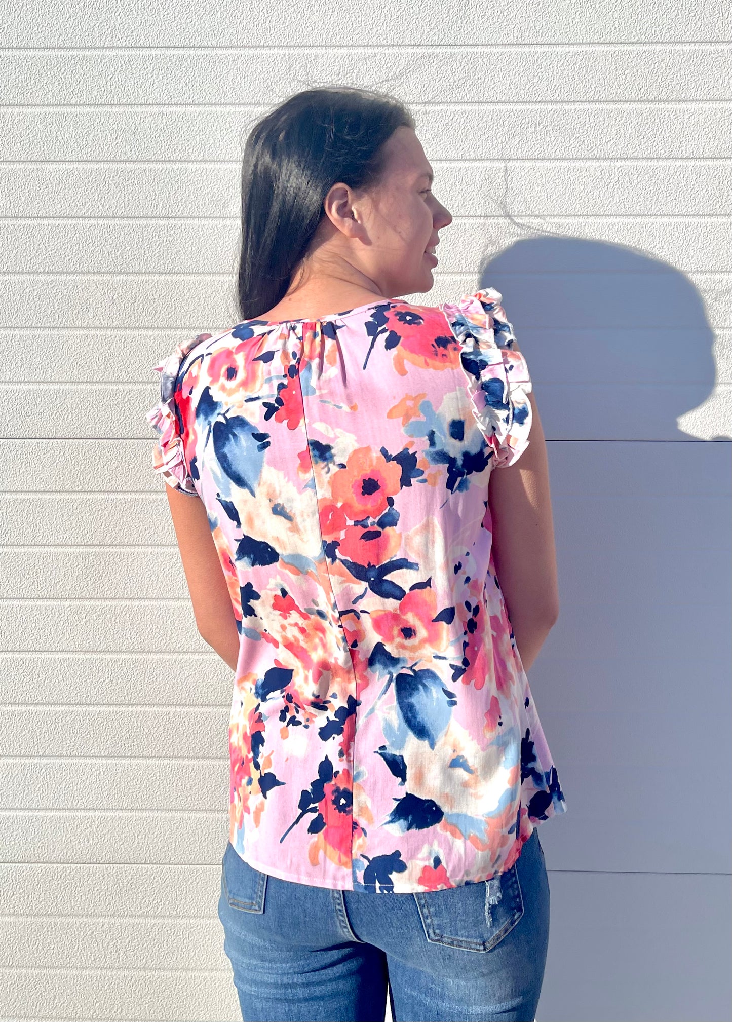 STACCATO- Sleeveless, Ruffled Floral Print Top