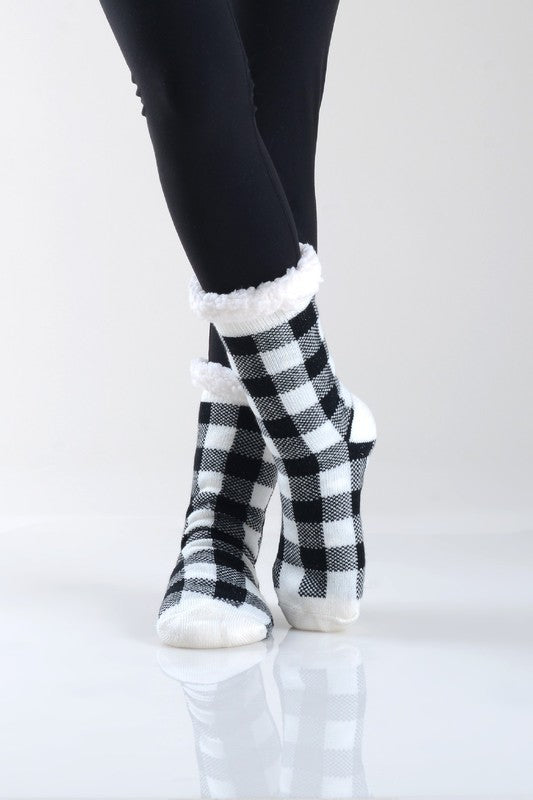 YELETE- Plaid Thermal Double Layer Socks