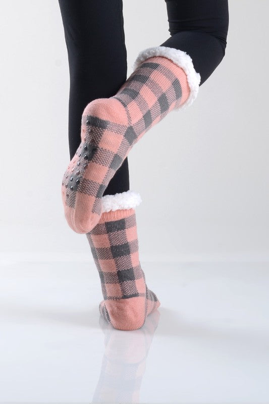 YELETE- Plaid Thermal Double Layer Socks