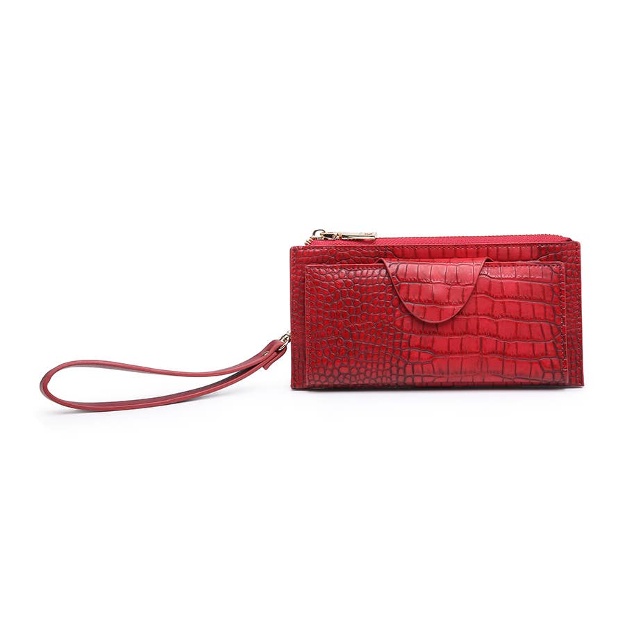 JEN AND CO- Kyla RFID Sm. Croc Wallet w/ Snap and Zip Closure