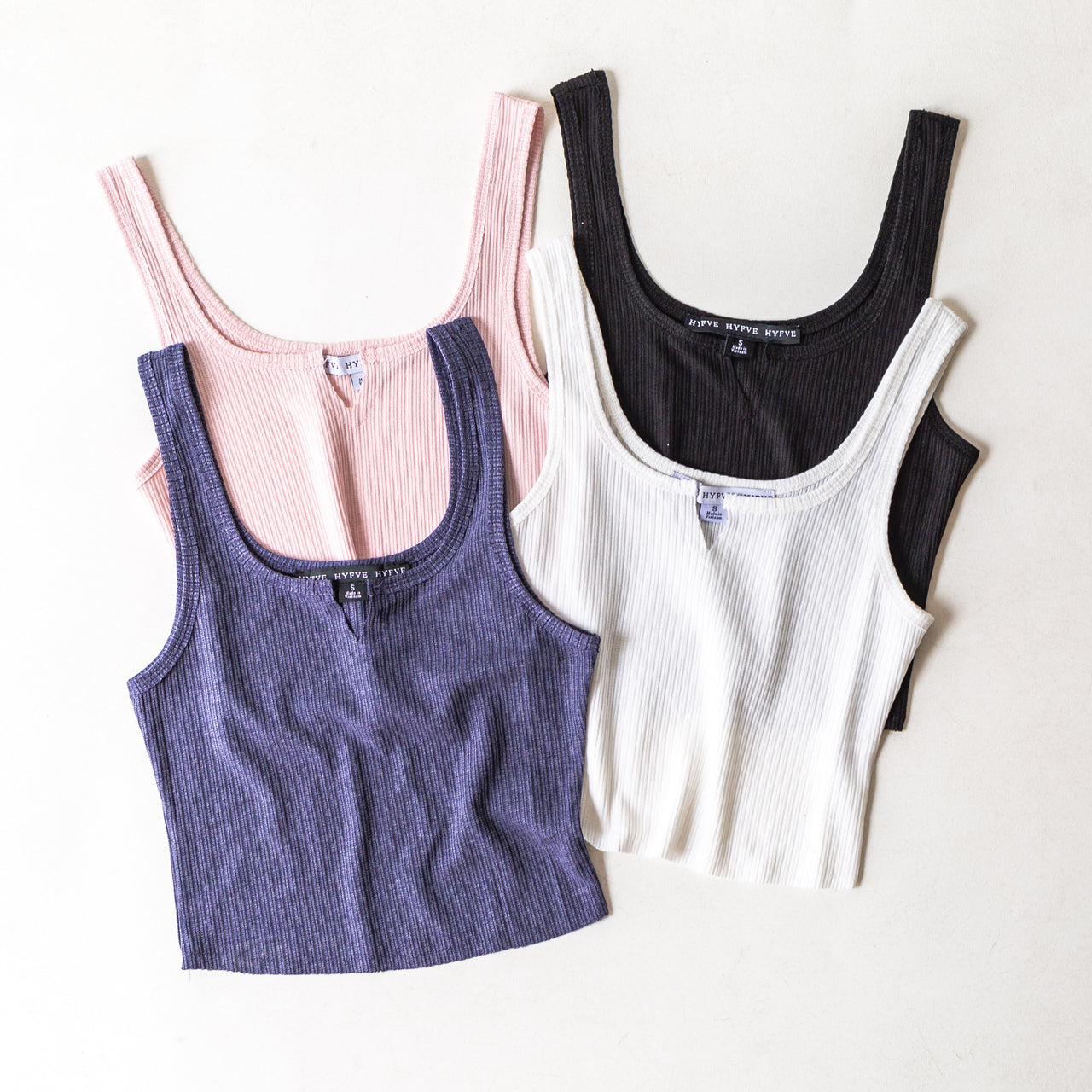 HYFVE- Sleeveless Split Neck Crop Top