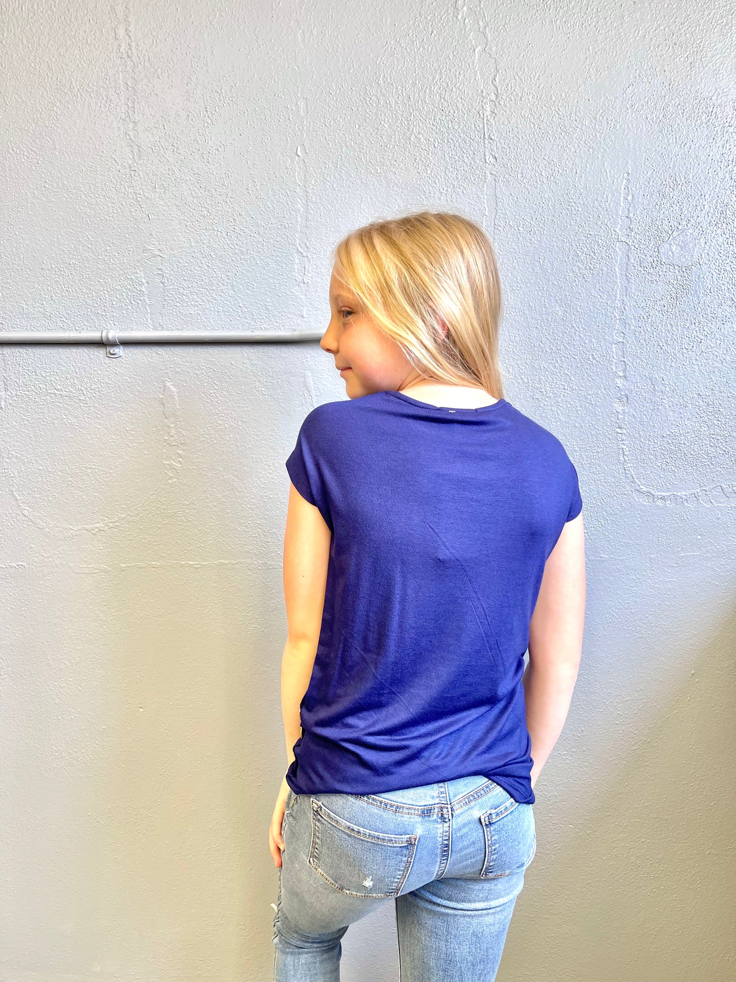 PS KATE- Navy Tee w/ Buttons