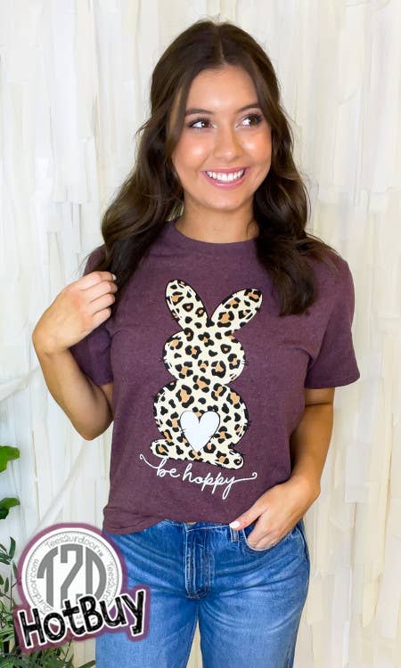 Be Hoppy Leopard Bunny T-Shirt: YS