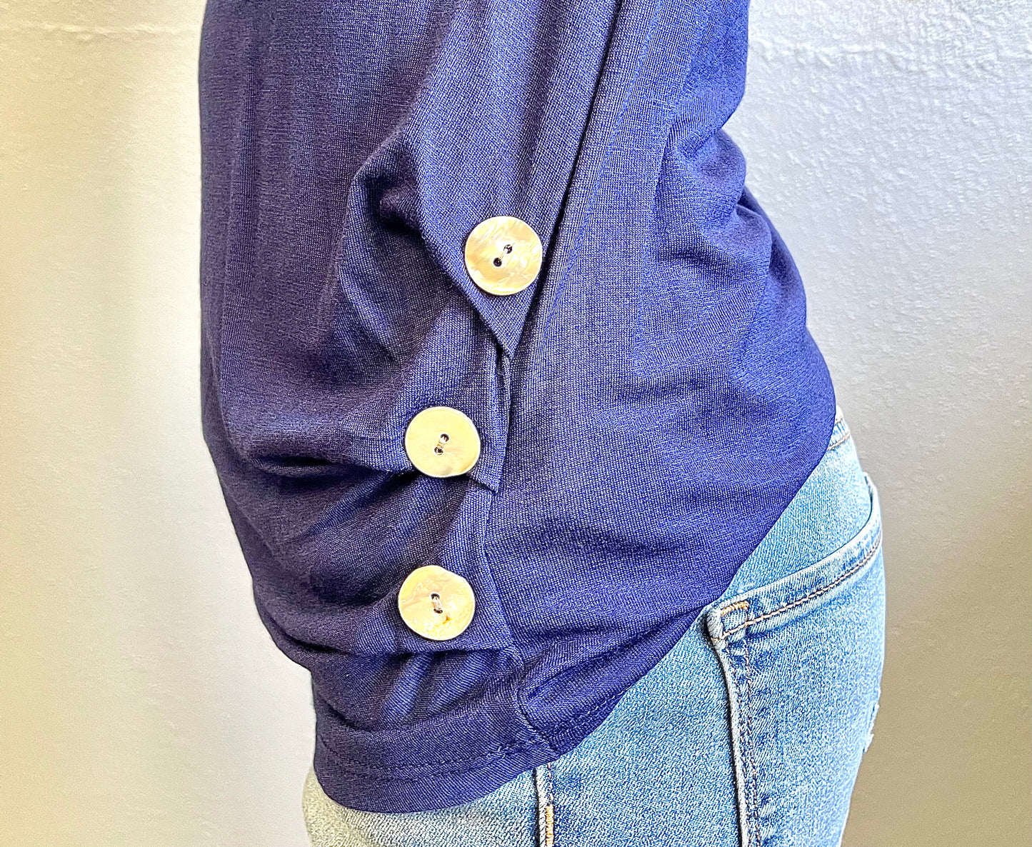 PS KATE- Navy Tee w/ Buttons