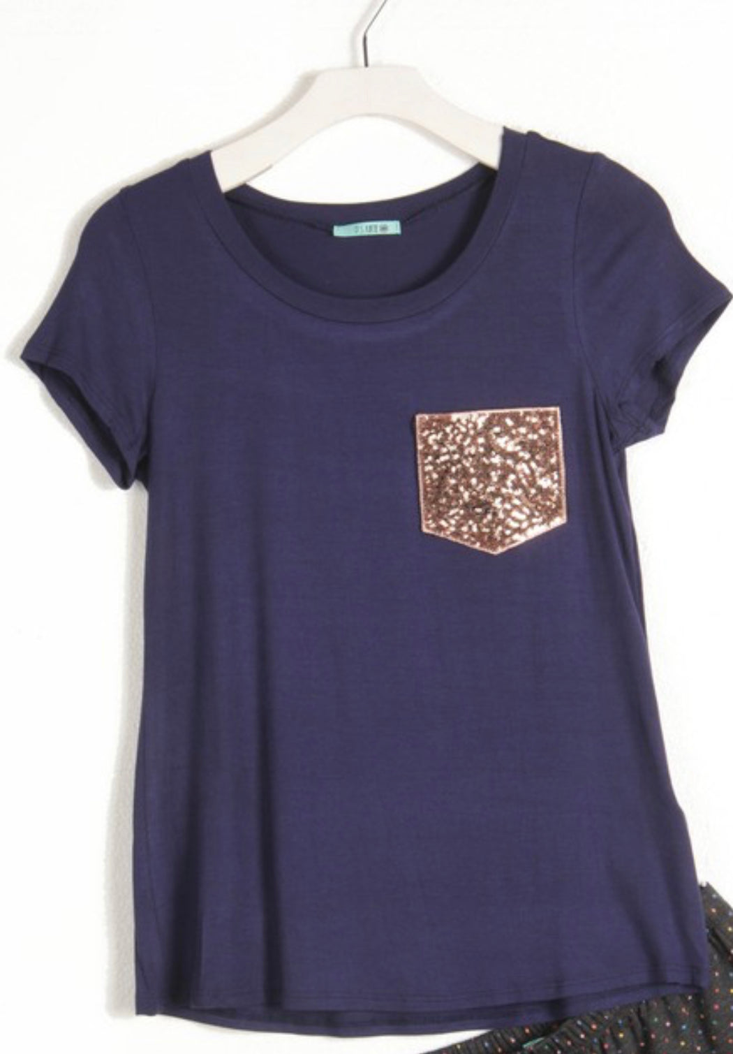 PS KATE- Solid SS Top w/ Sequin Pocket