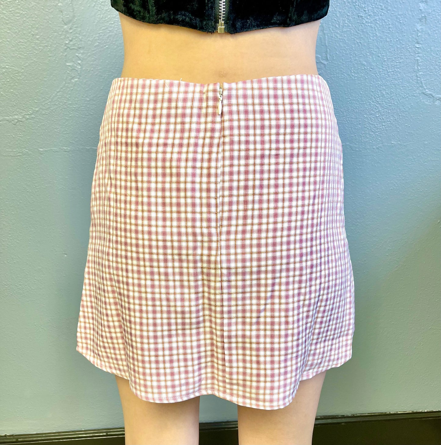 HYFVE- Plaid Mini Skirt w/ Slit