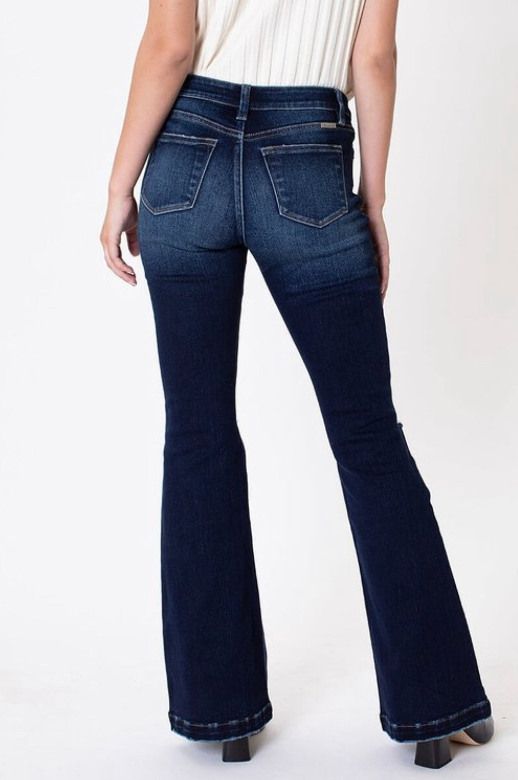 KANCAN- Mid Rise Distressed Flare Jeans