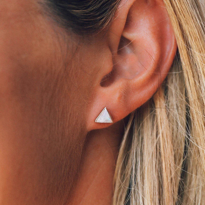 PURAVIDA- Gemstone Triangle Stud Earrings