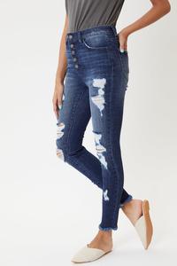 KANCAN- High Rise Distressed Ankle Skinny