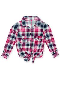 PINKLATTE- Pink/Navy Plaid Shirt w/ Double Pockets