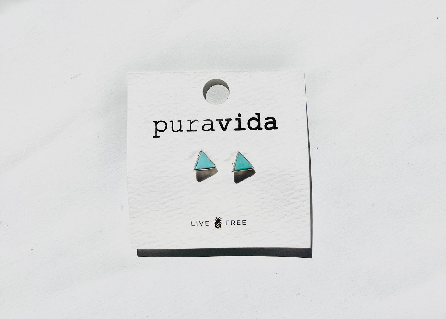 PURAVIDA- Gemstone Triangle Stud Earrings