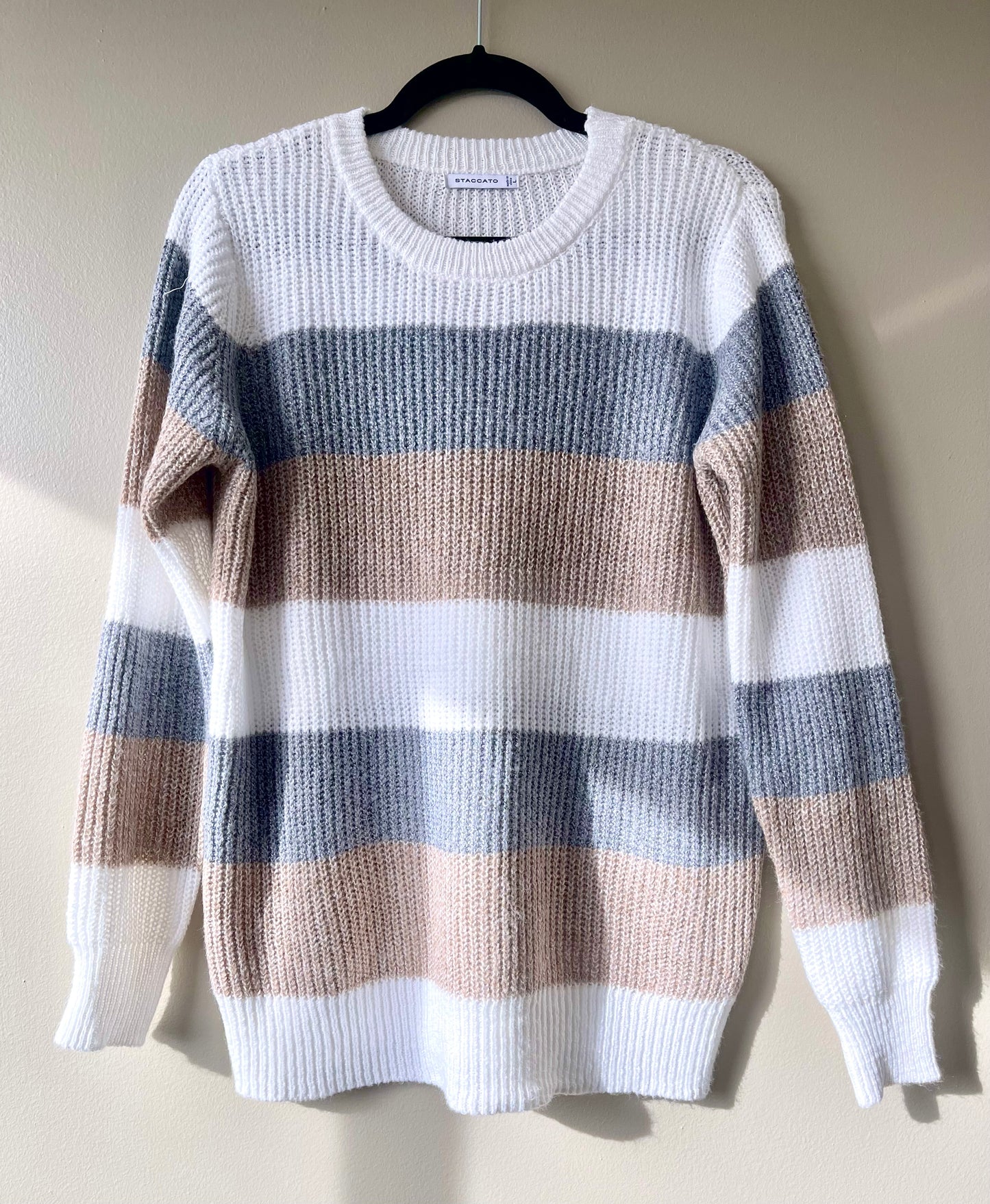 STACCATO- Crew Neck LS Color Block Pullover Sweater